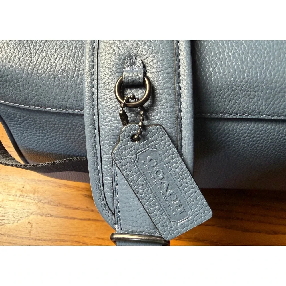 Coach Charter Backpack Blue Pebbled Leather Men's Bag C2286